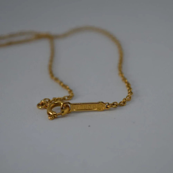 D'Orlan Heart Pendant on 15" Gold Tone  Chain with Crystals - Picture 7 of 8